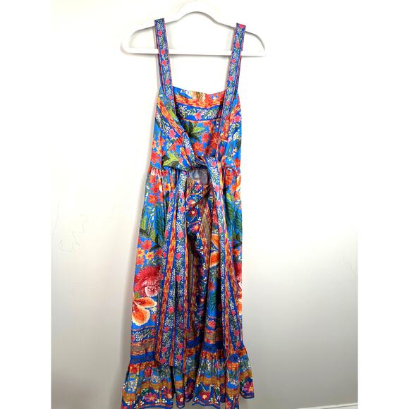 Farm Rio Stitched Garden Cotton Midi Dress Floral Cottagecore Boho Size XL - Picture 9 of 15
